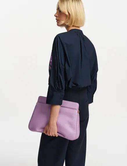 Lilac faux leather shoulder bag