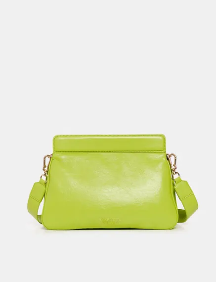 Green faux leather shoulder bag