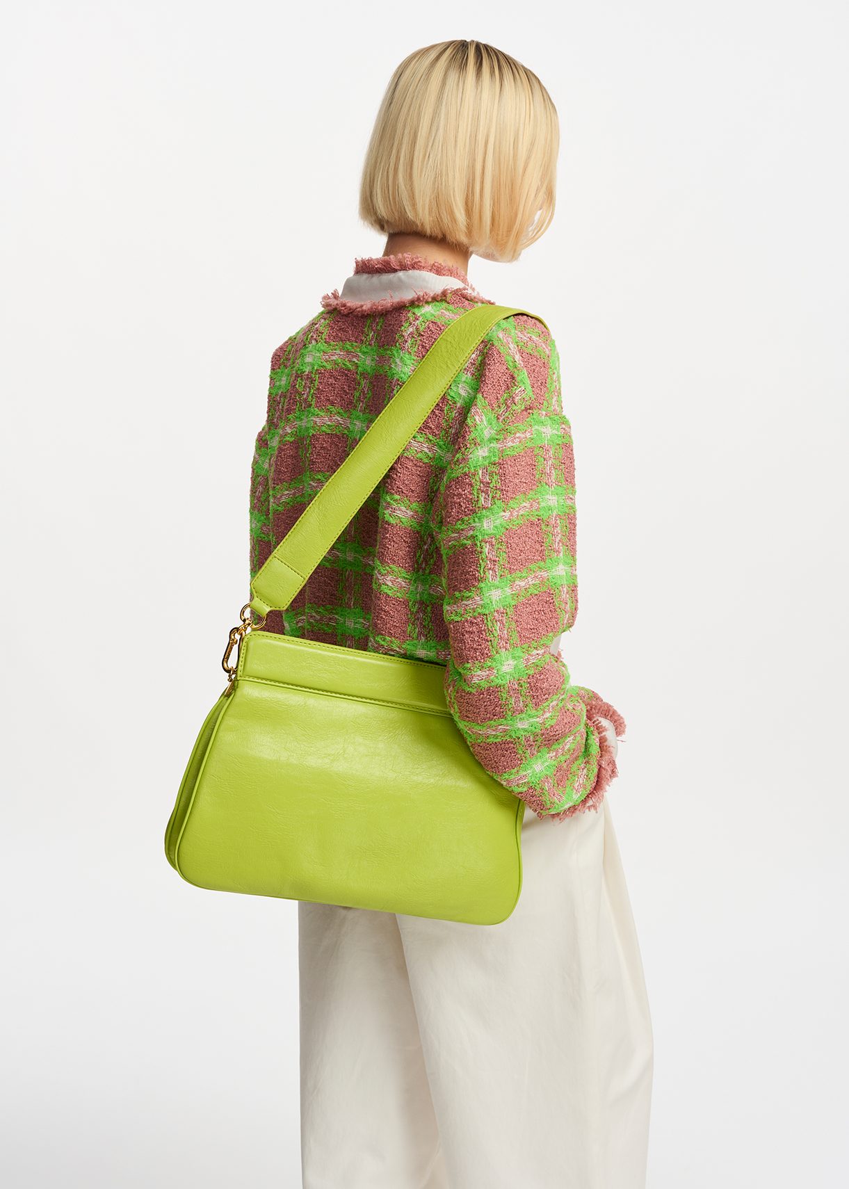 Green faux leather shoulder bag