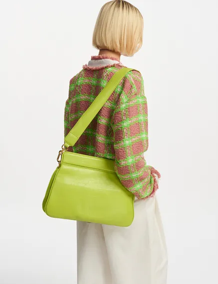 Green faux leather shoulder bag