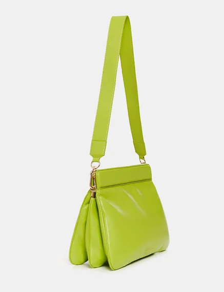 Green faux leather shoulder bag