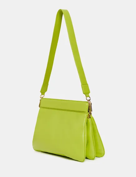 Green faux leather shoulder bag