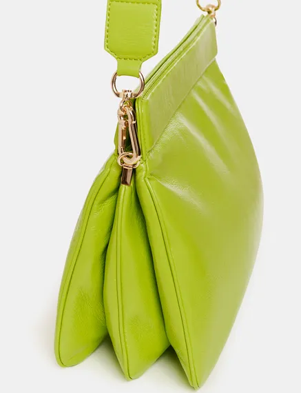 Green faux leather shoulder bag