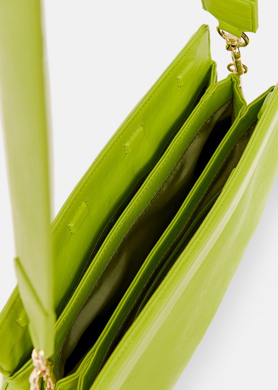 Groene schoudertas van faux leer