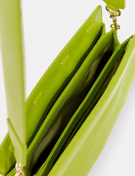 Groene schoudertas van faux leer