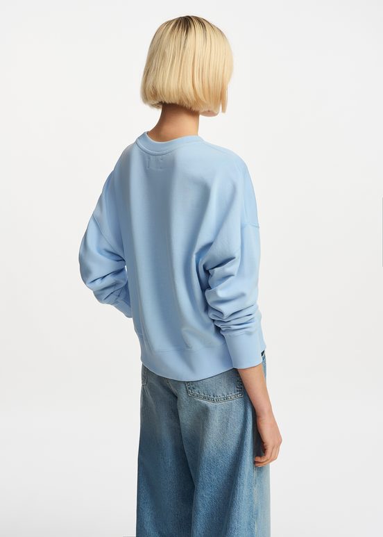 Sweatshirt en coton bio bleu clair à broderie