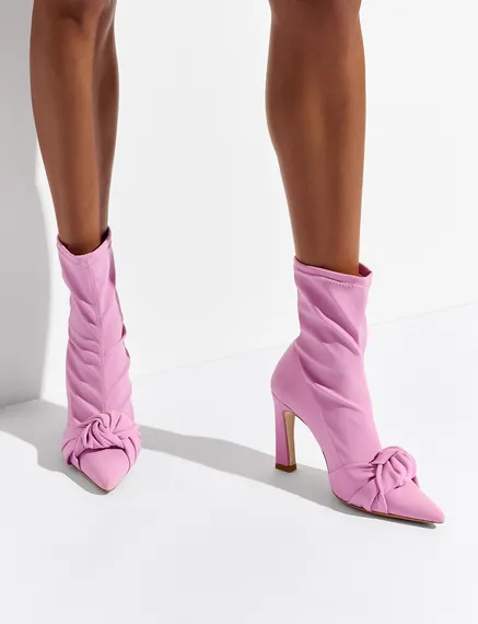 Lilac knot-detailed sock boots