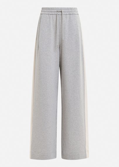 Pantalon large gris à rayures blanc cassé