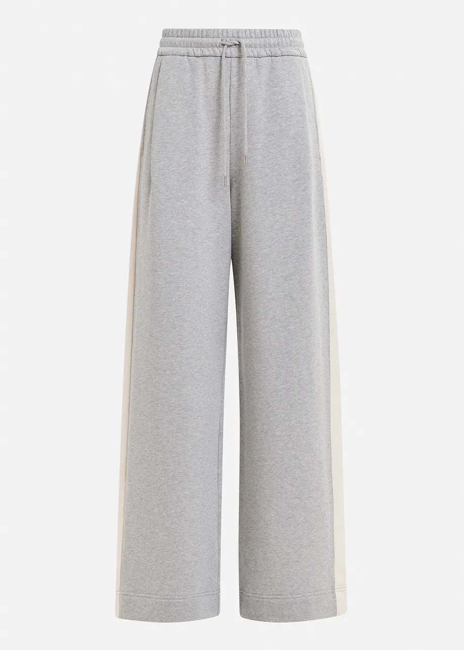 Grey wide-leg track pants with off-white stripes