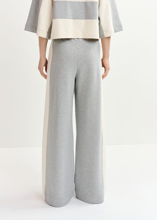 Pantalon large gris à rayures blanc cassé