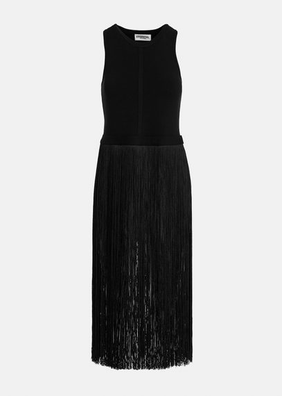 Black knitted top with long fringes