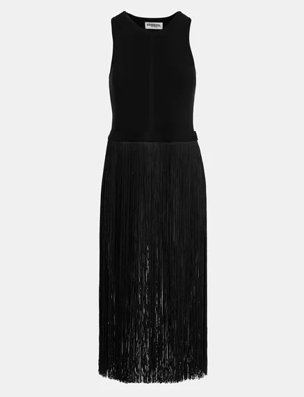 Black knitted top with long fringes