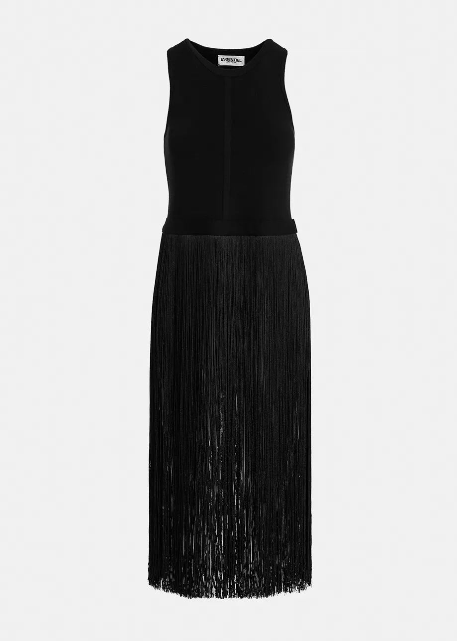 Black knitted top with long fringes