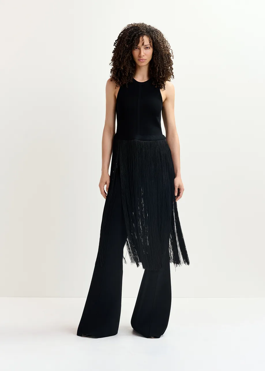 Black knitted top with long fringes