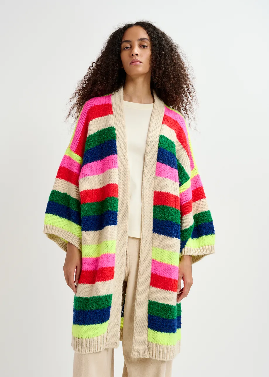 Multicolor striped midi-length cardigan