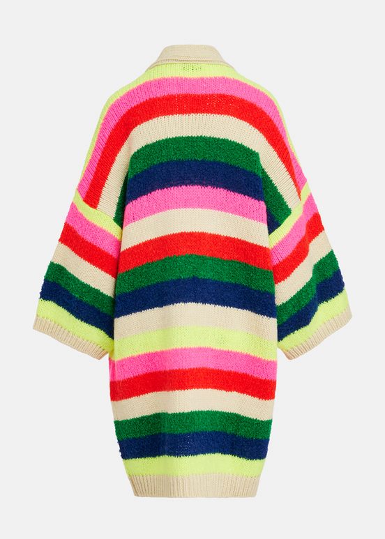 Multicolor striped midi-length cardigan