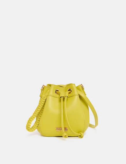 Yellow leather mini bucket bag