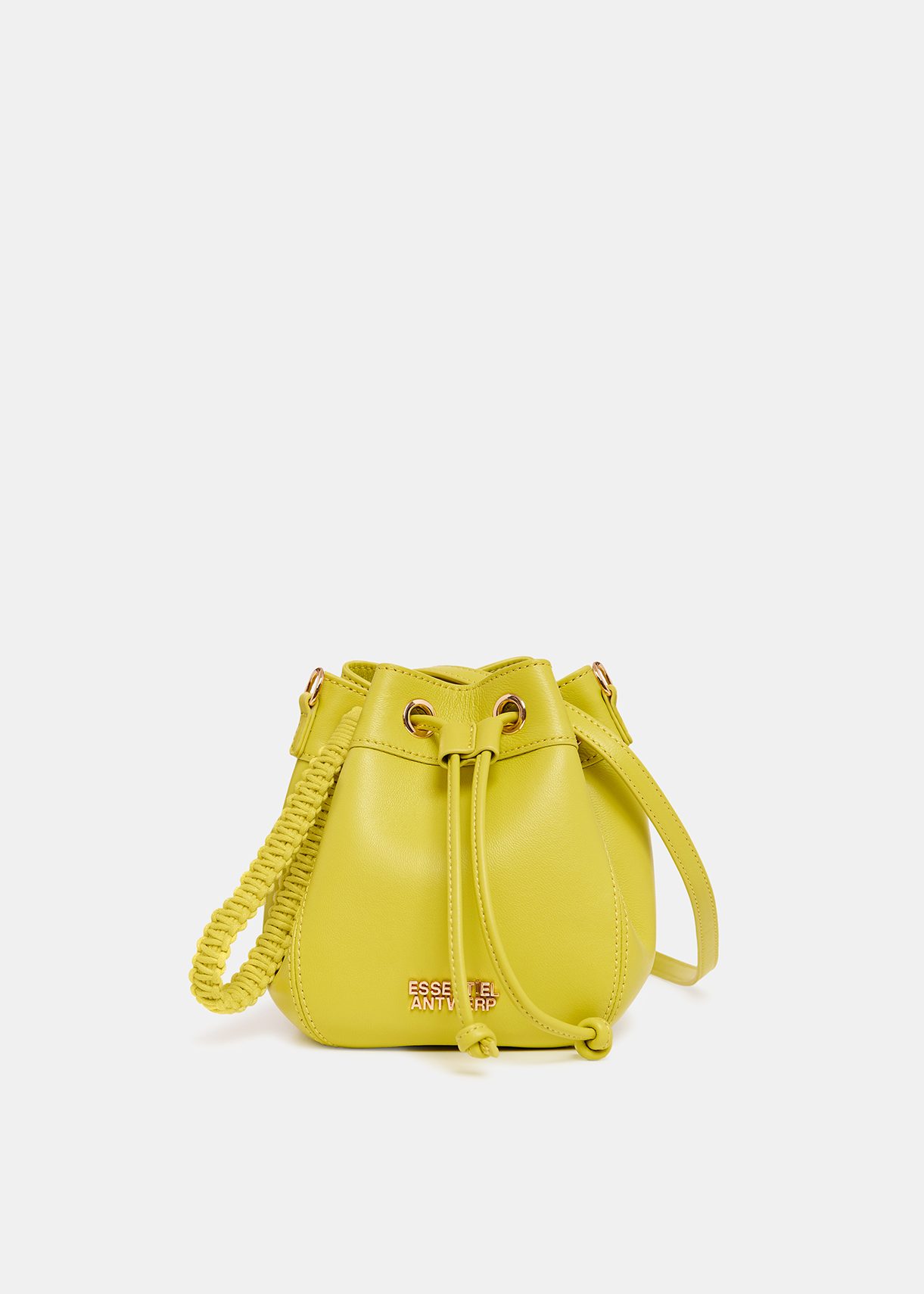 Yellow leather mini bucket bag