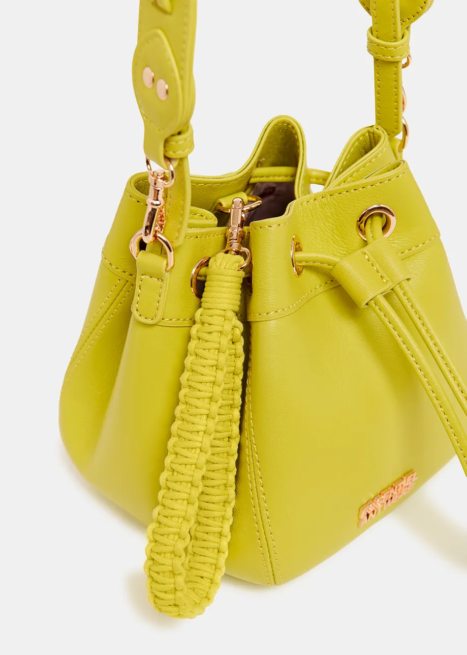 Yellow leather mini bucket bag