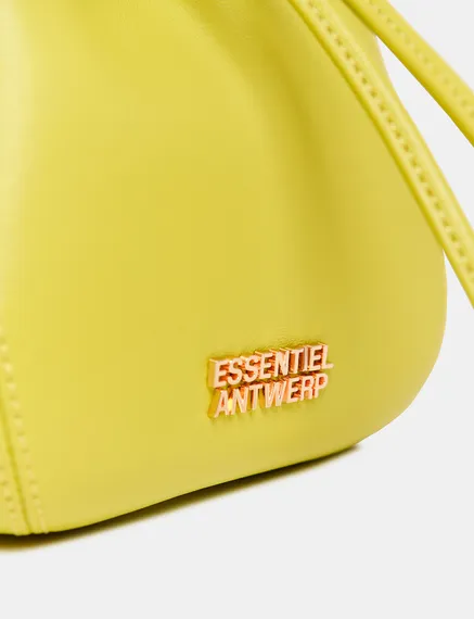 Yellow leather mini bucket bag