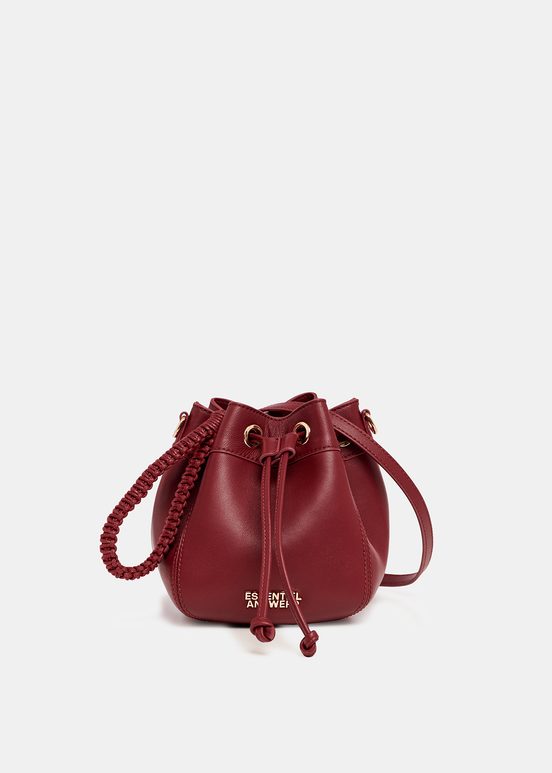 Burgundy leather mini bucket bag