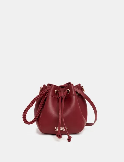 Mini borsa a secchiello in pelle bordeaux