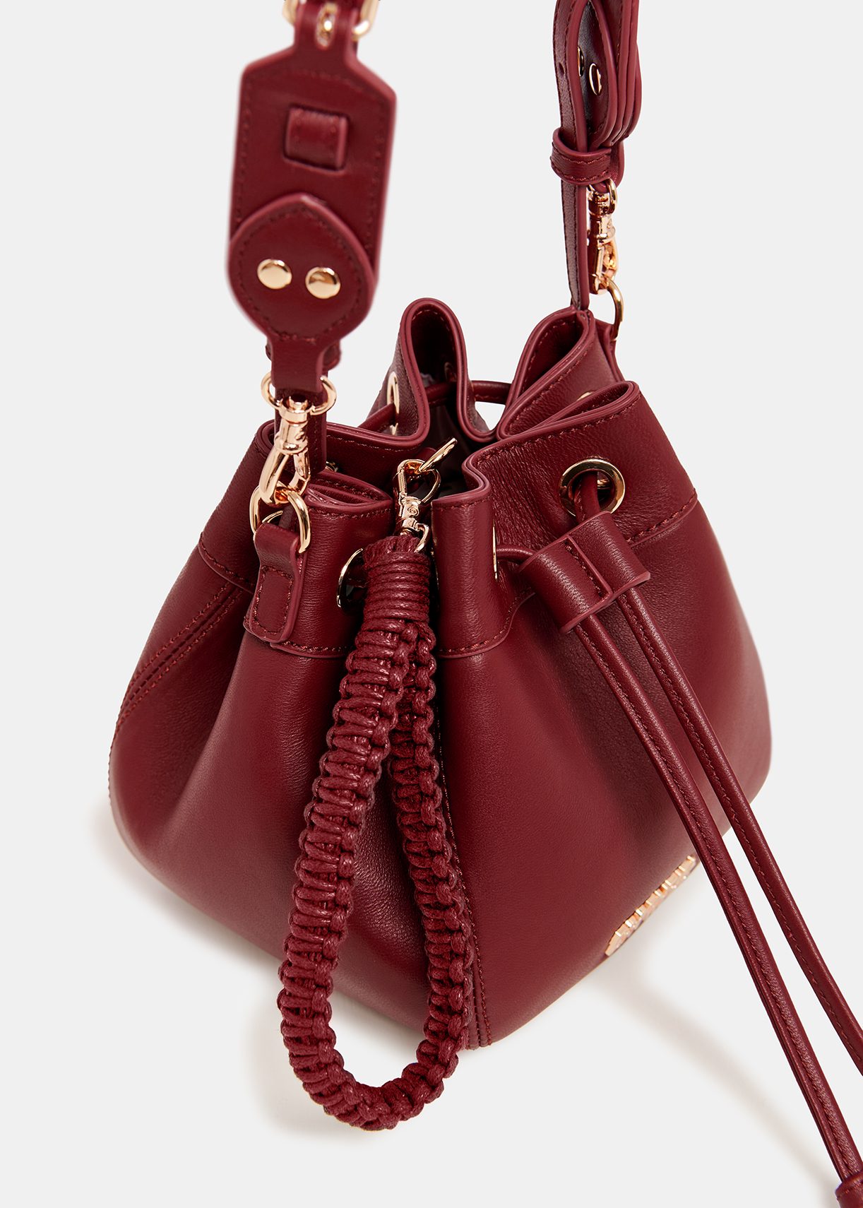 Red Leather-Like top Bucket Purse