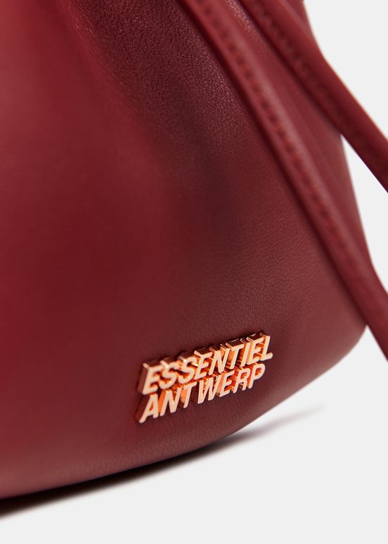 Burgundy leather mini bucket bag