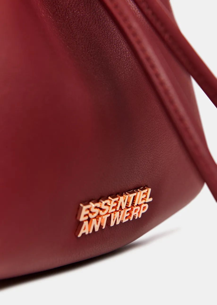 Burgundy leather mini bucket bag