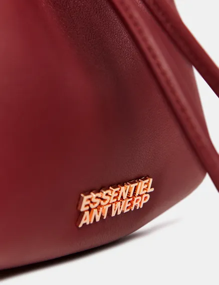 Burgundy leather mini bucket bag