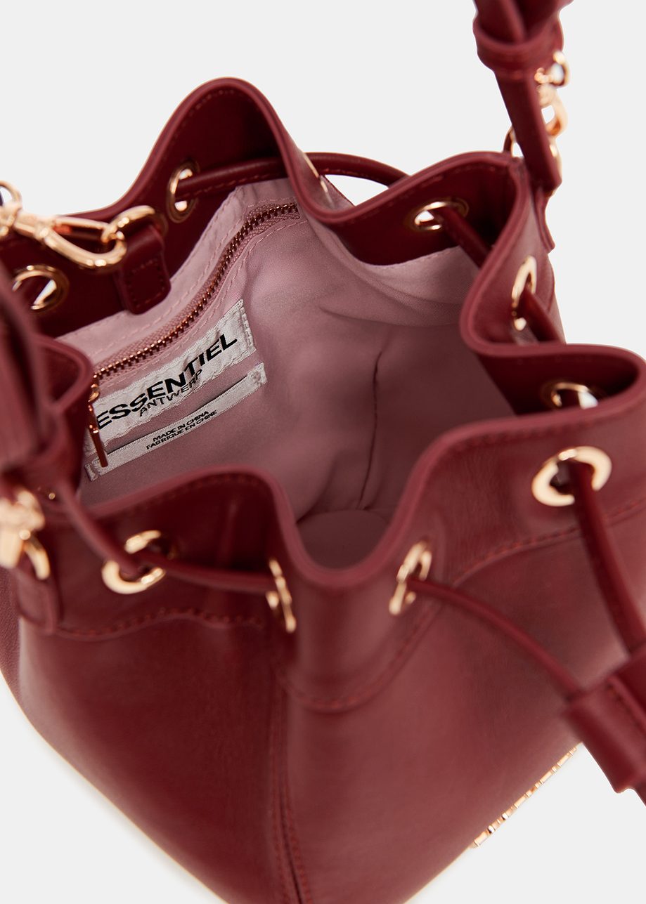 Burgundy leather mini bucket bag