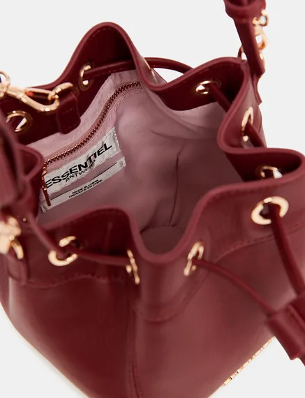 Burgundy leather mini bucket bag