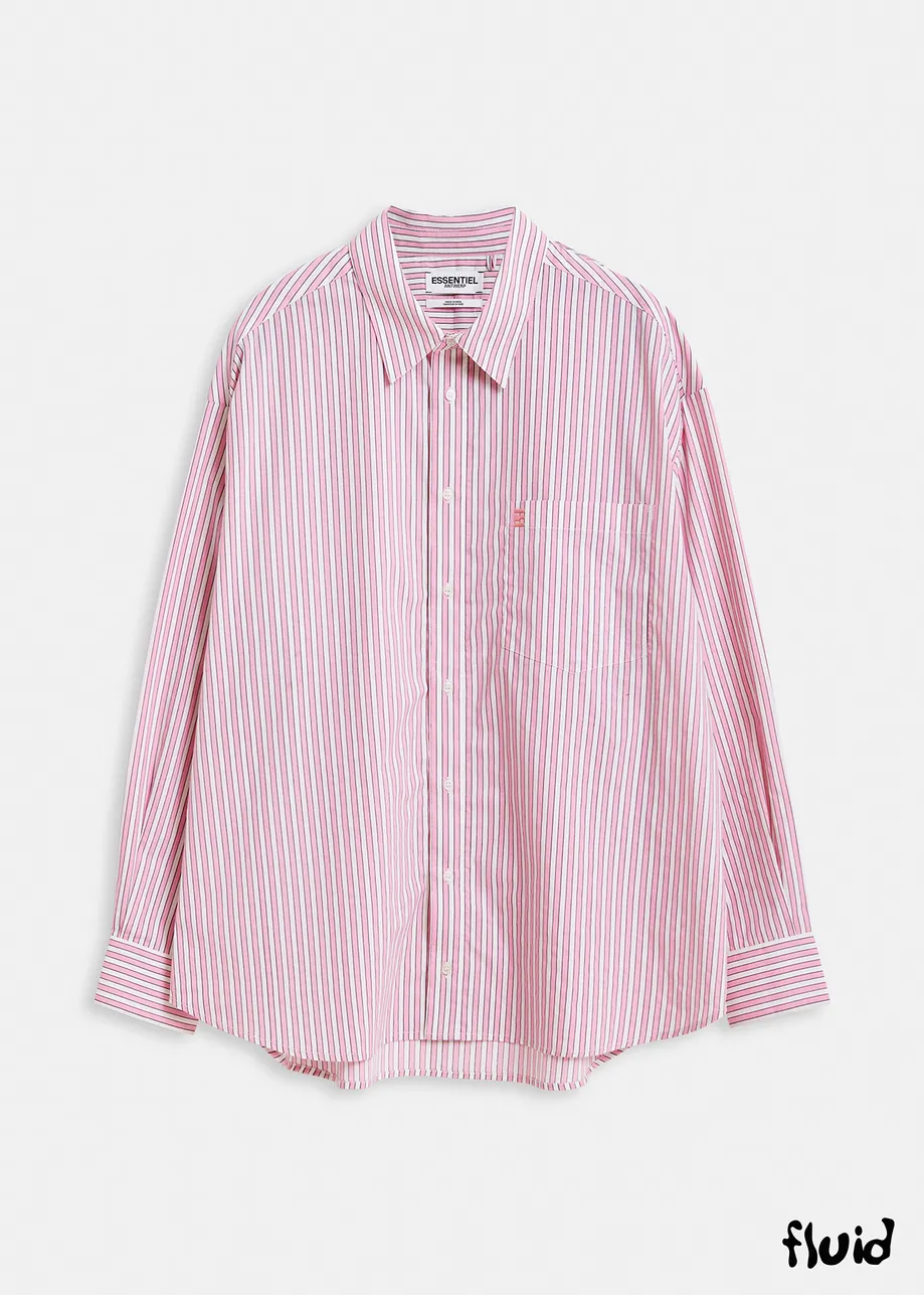 Pink and white striped cotton shirt