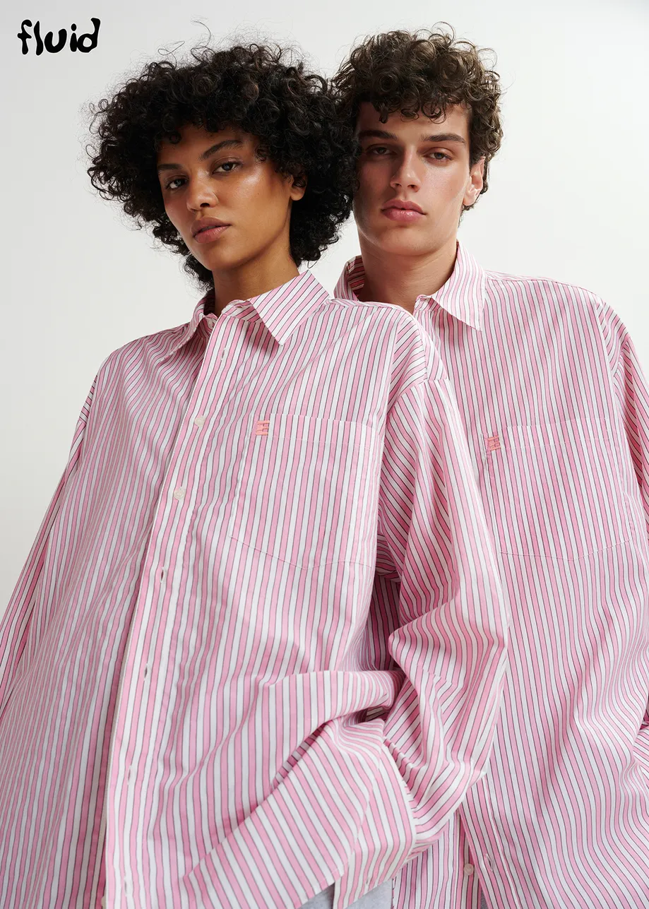 Pink and white striped cotton shirt