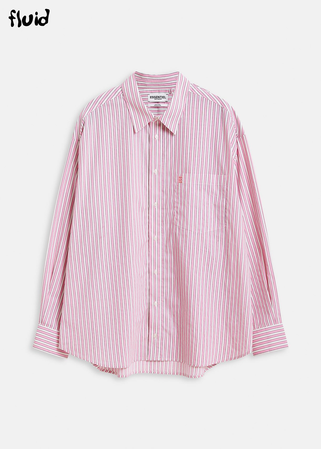 Chemise en coton à rayures rose et blanche