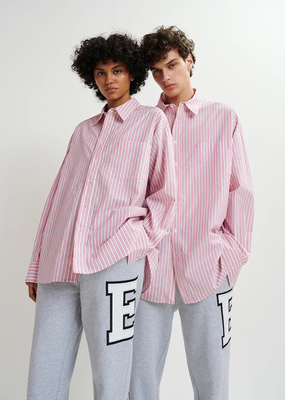 Pink and white striped cotton shirt