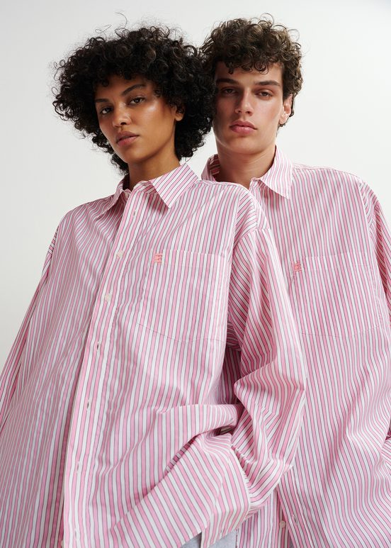 Pink and white striped cotton shirt