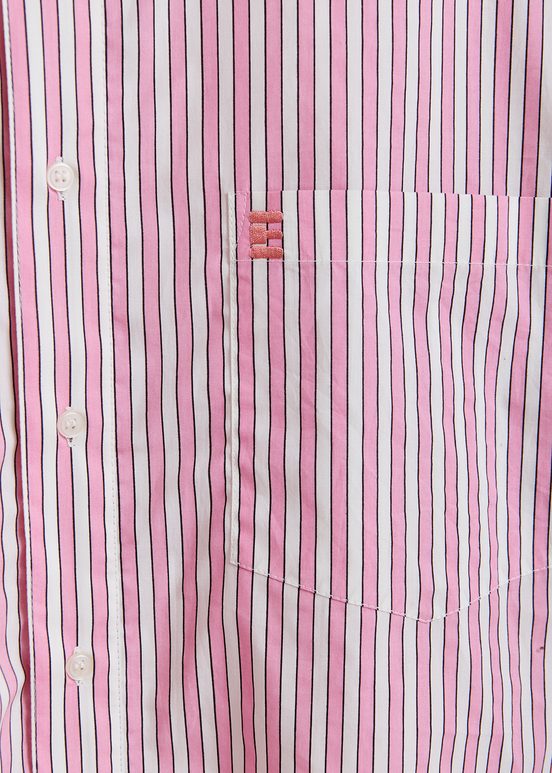 Pink and white striped cotton shirt