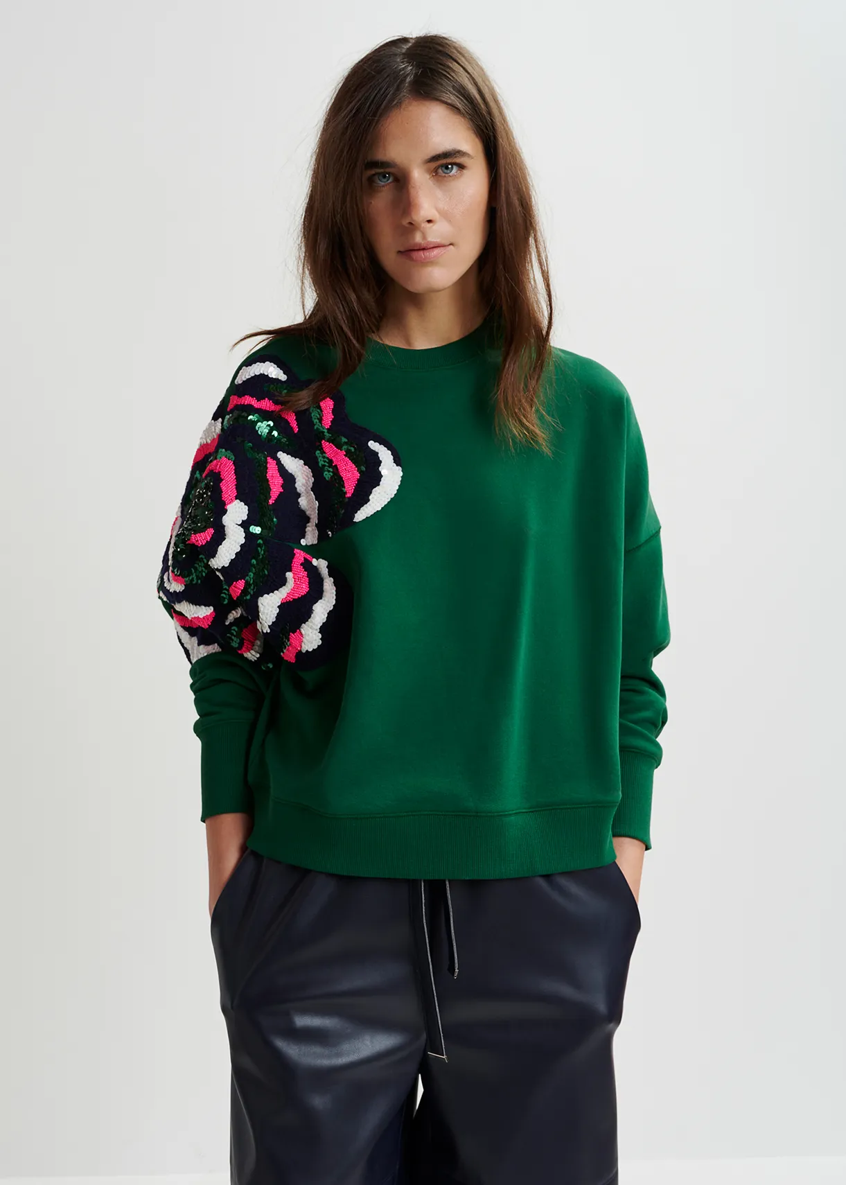 Sequin Sweatshirt Sweatshirt Essentiel Antwerp Green Organic