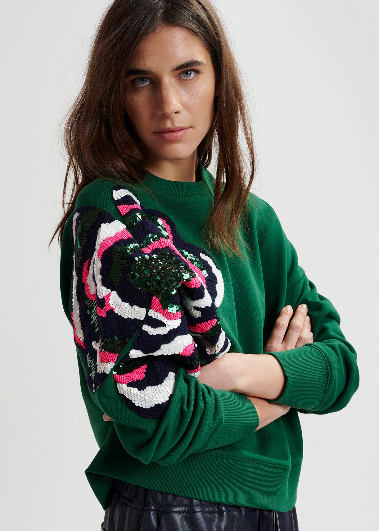 ARTS&SCIENCE S-Sleeve baloon sweater 緑 Rib Balloon Sleeve Sweater, Kelly Green - New Arrivals - The