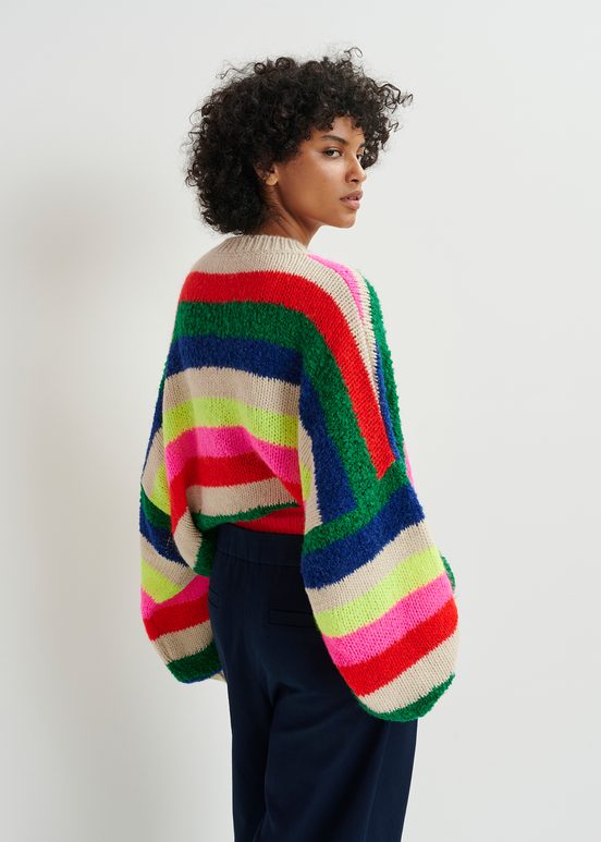 Multicolor geometric intarsia-knitted sweater