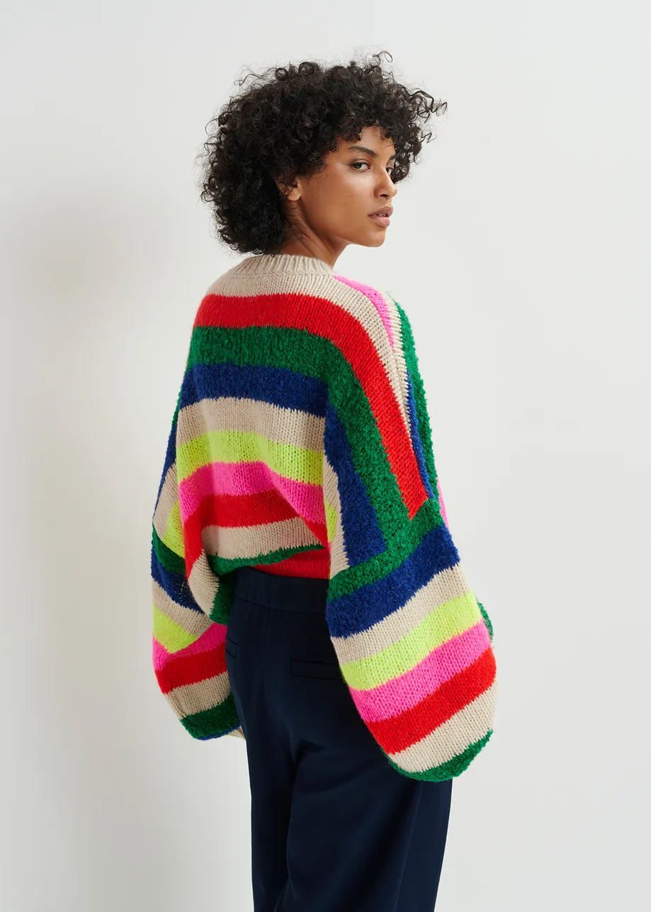 Mehrfarbiger Strickpullover mit geometrischem Intarsien-Muster