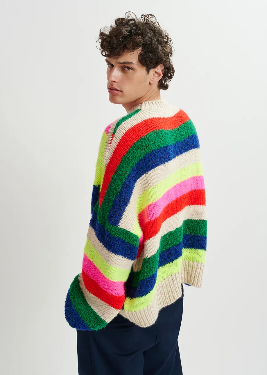 Maglione multicolore lavorato a intarsio geometrico