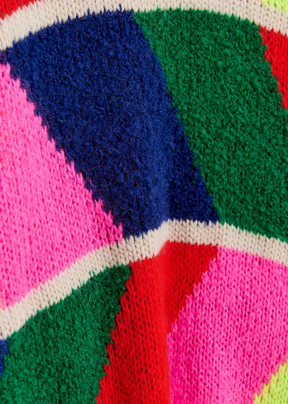 Jersey geométrico de punto de intarsia, multicolor