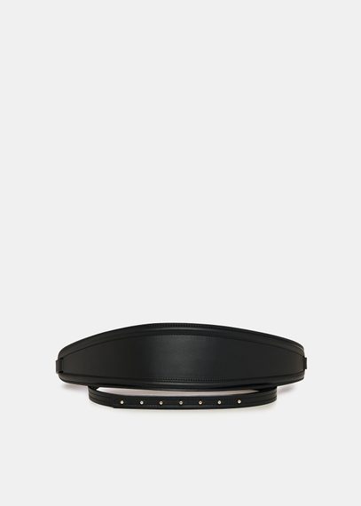 Black leather waist belt