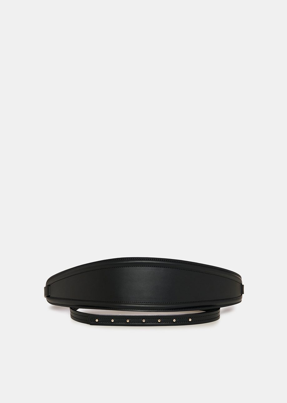 Black leather waist belt