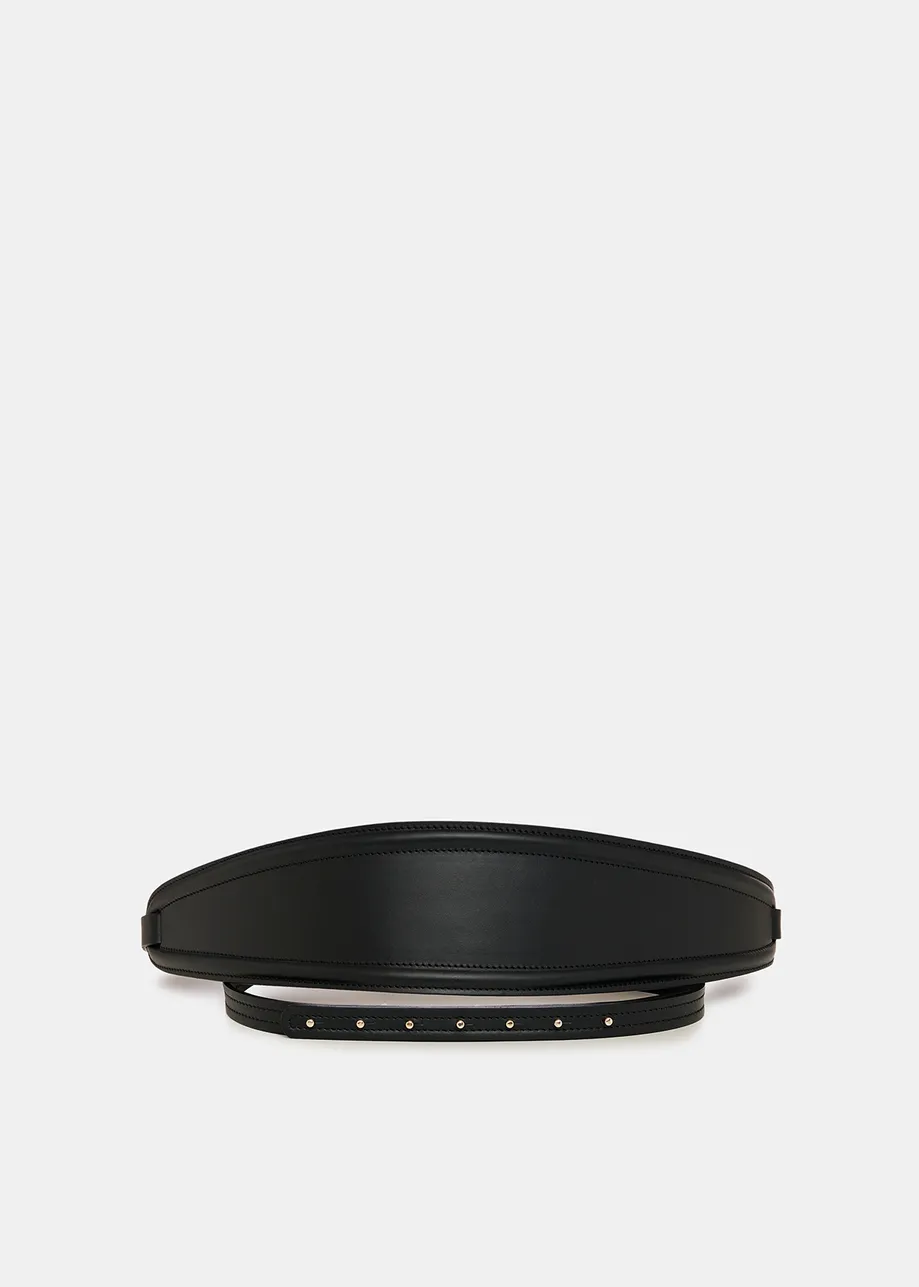 Black leather waist belt