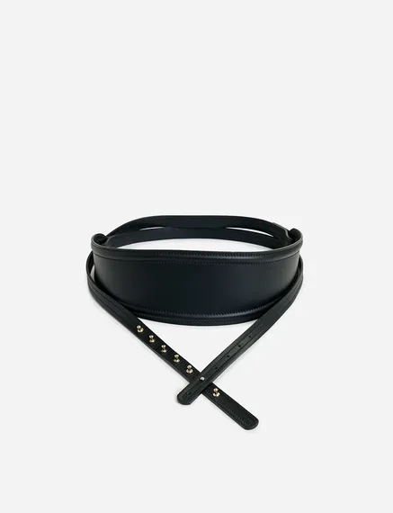 Black leather waist belt