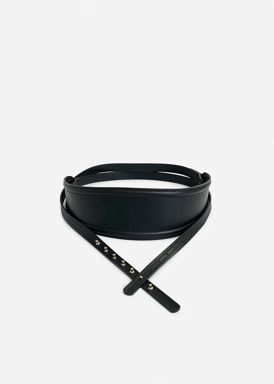 Black leather waist belt