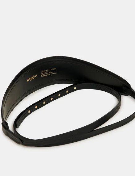 Black leather waist belt